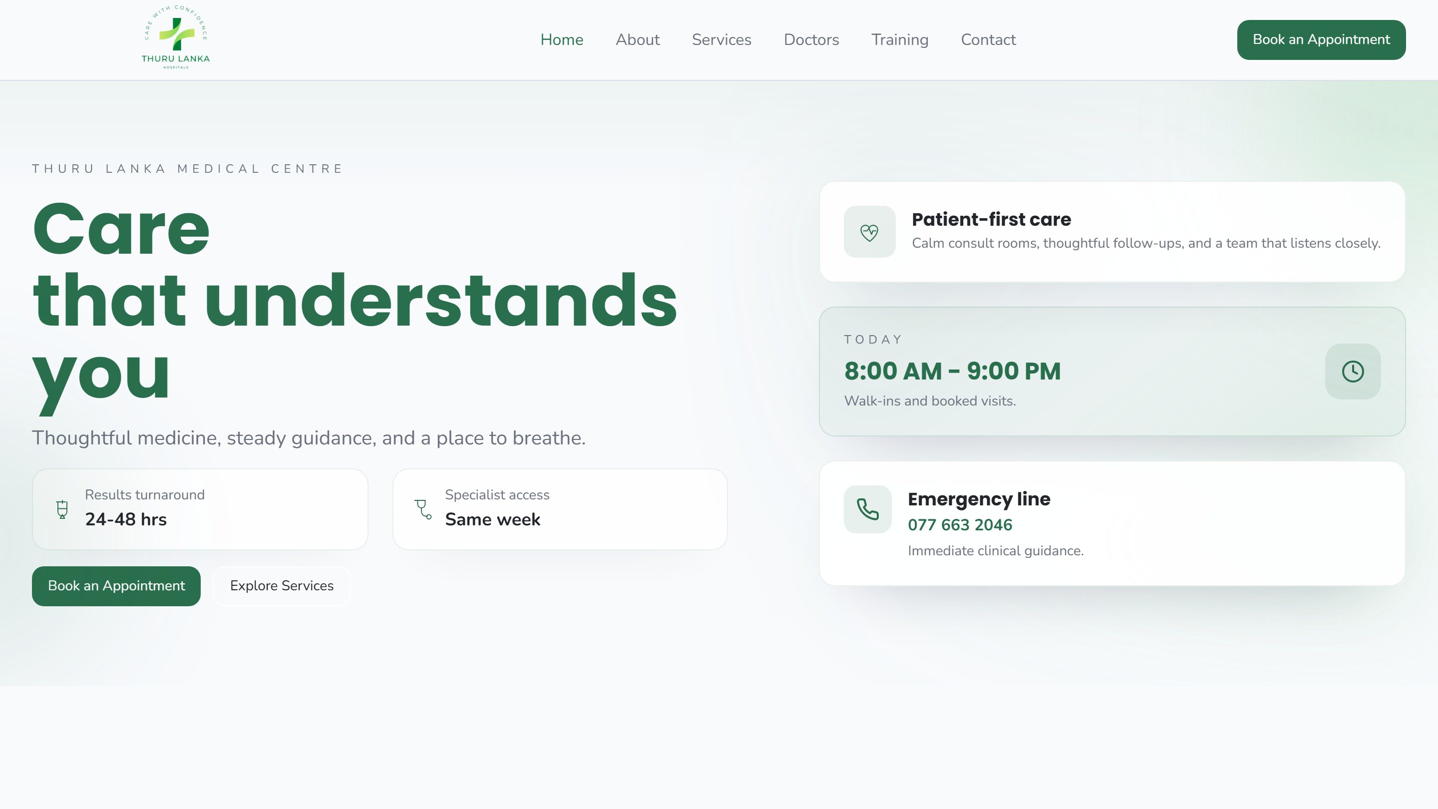 Thuru Lanka Hospitals — Hospital & medical service website